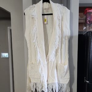 Gran Sasso Cream Knit Fringe Wrap